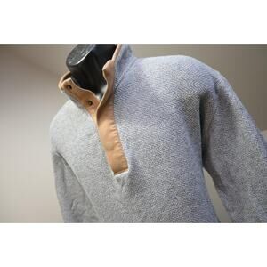 Southern Marsh Snap Neck Sweater Pull Over Gray Mens Size Large Short